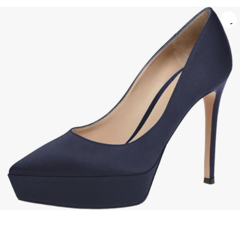 Pazzion Women's Classic Platform Closed Pointed Toe Pumps , Stiletto High Heels